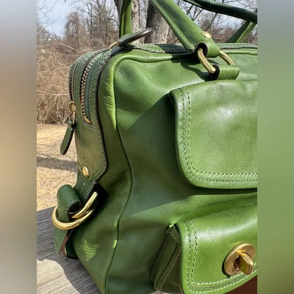 Coach Bleecker Street Legacy Peyton Apple Green Leather Satchel - Picture 2 of 16